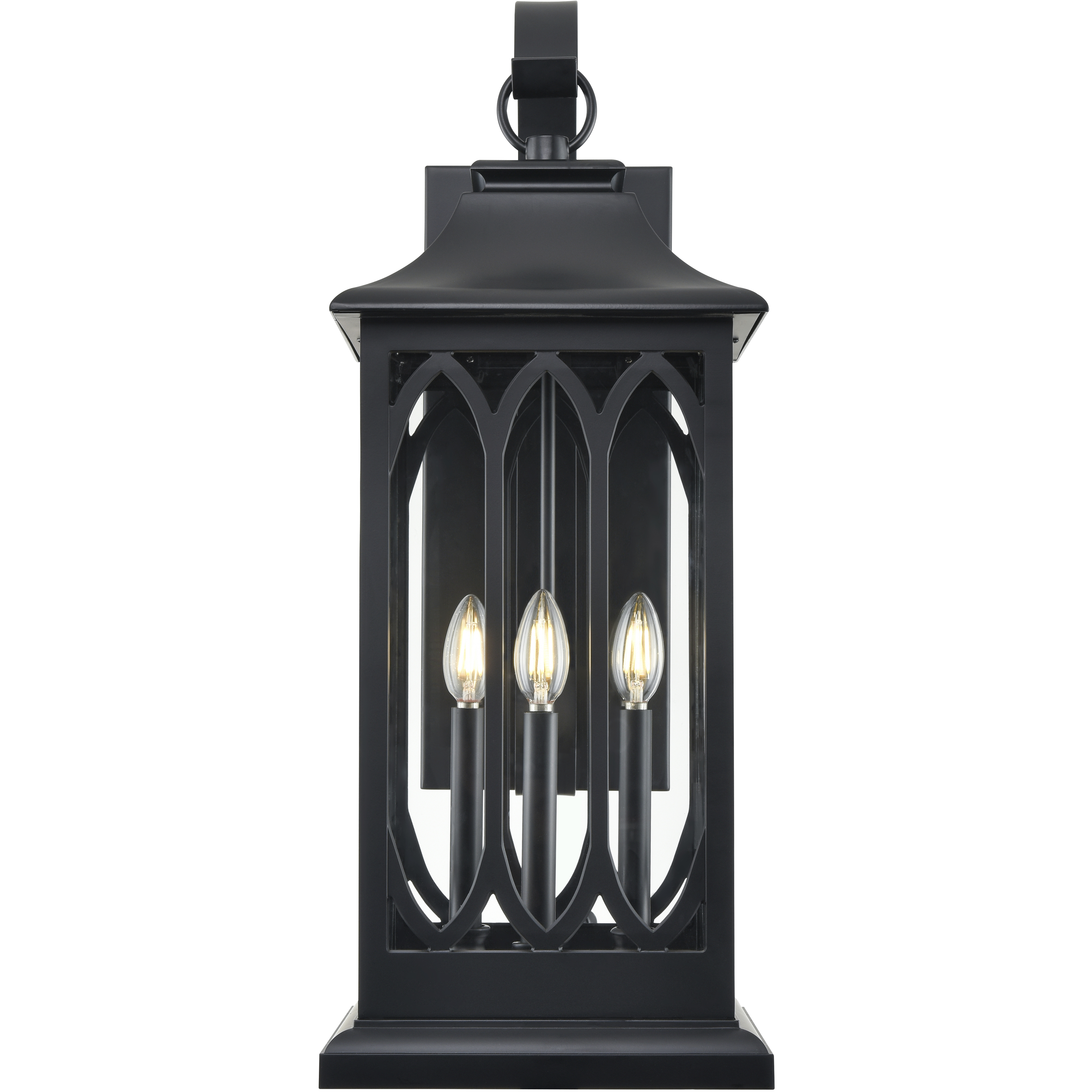 Mallorey 3 Light 28.25 inch Powder Coated Black Outdoor Wall Sconce
